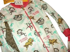 C1 !WOW! NWT 2T The Children's Place Girls JUNGLE Footless Sleeper Pajamas