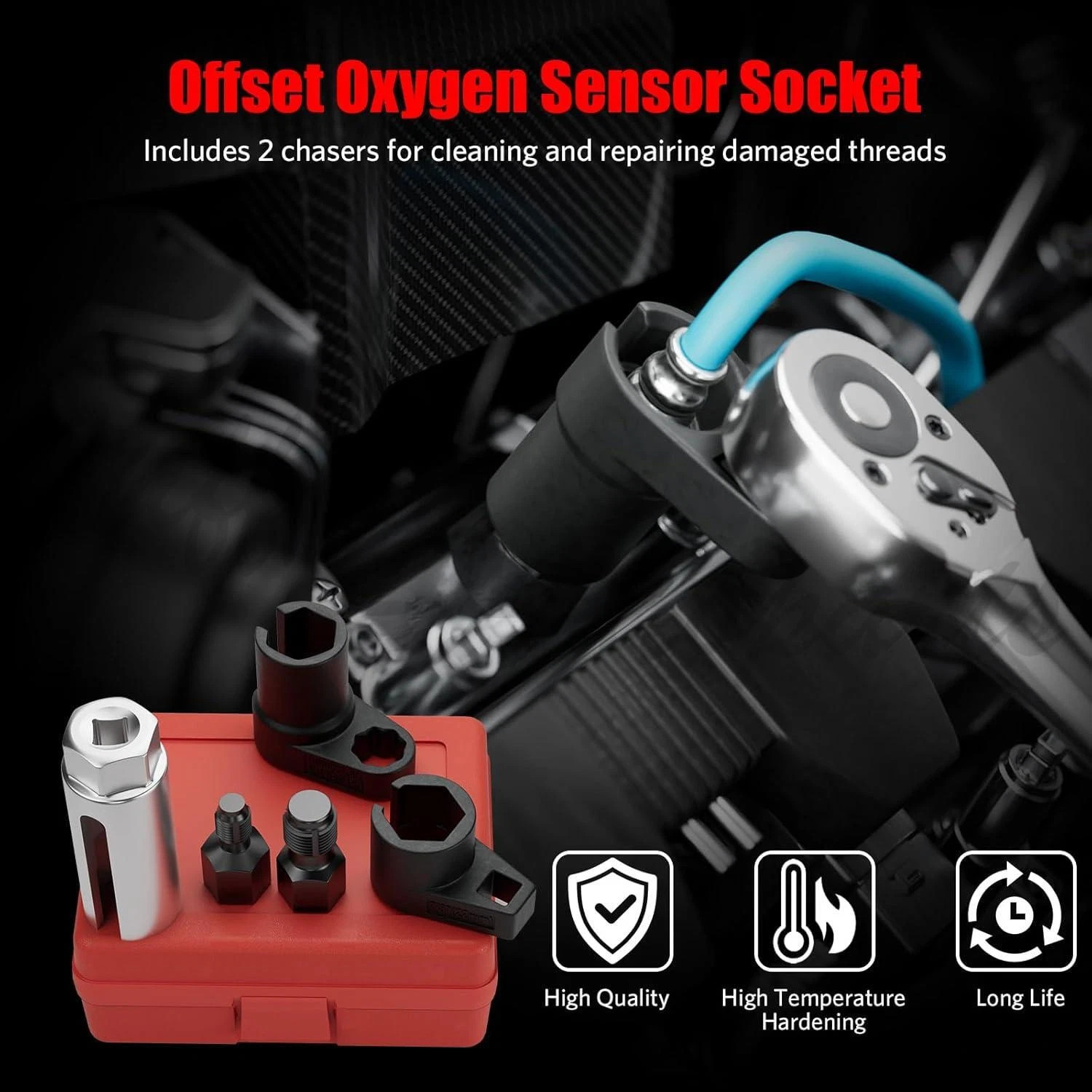 O2 Sensor Wrech O2 Oxygen Sensor Socket Thread Chaser Set 5PCS O2 Sensor Wrench Removal ...