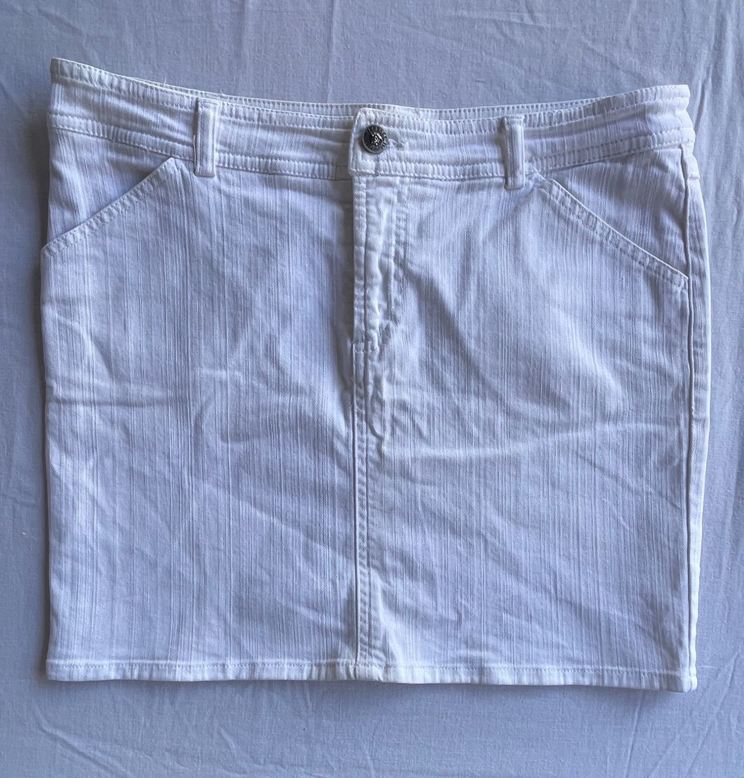 Vintage Y2K Versace Jeans Couture White Denim Mini Skirt Made In Italy Rare 2000