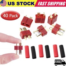 40PCS Male Female Deans Style T Plug Connector+heat Shrink For RC Lipo Battery