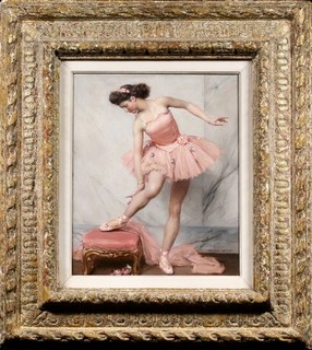 AUGUSTE LEROUX (1871 1954) LARGE SIGNED FRENCH OIL ON CANVAS BALLET DANCER