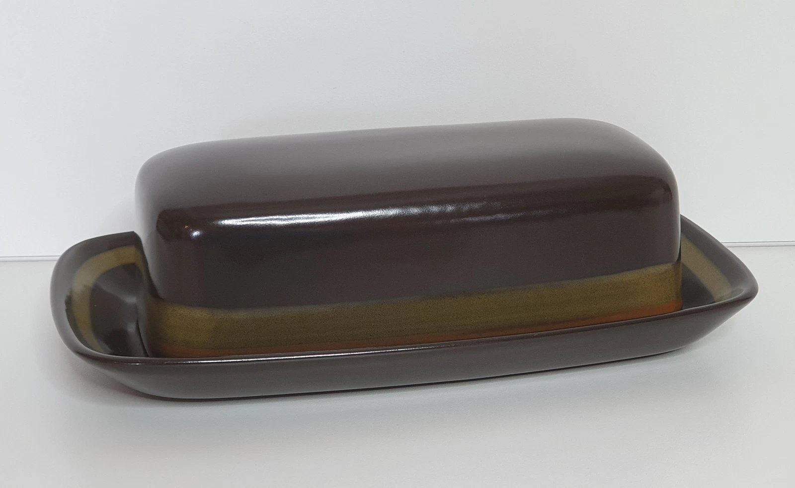 Vintage 1970s Mikasa Majorca Butter Dish Terrazo 7502 Japan Brown & Green