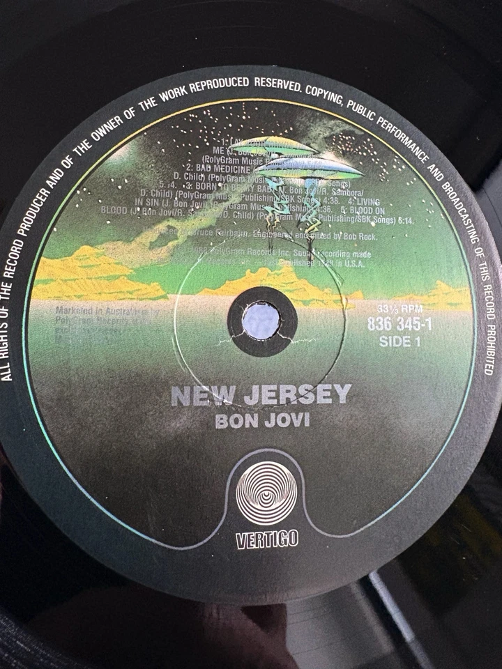 BON JOVI - New Jersey VINYL LP 1988 Vertigo Exc Cond! MC1 - Image 2 of 3