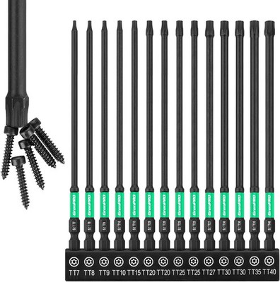 GRENPRO Torx Bit Set 14pc Impact Driver Bit Set, Magnetic Torx Screwdriver Set,