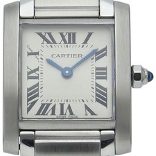 CARTIER Tank Française SM Watch with Grained Dial W51008Q3 Stainless Steel ...