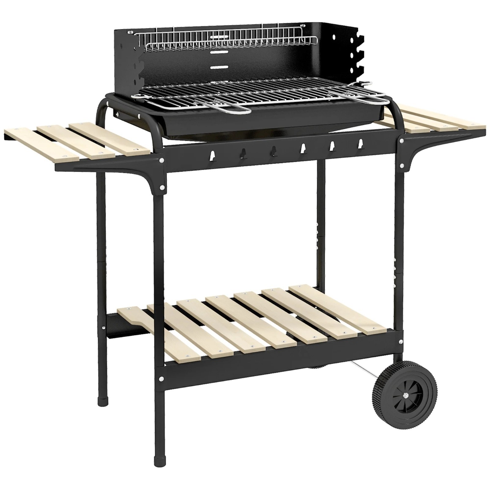 Barbecue au charbon de bois Outsunny à roues pour animer vos repas de jardin en famille