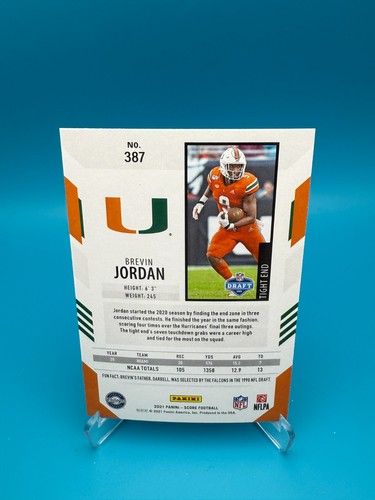 2021 Score - Rookies Brevin Jordan #387 (RC) - Picture 2 of 2