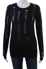 Aqua Cashmere Womens Black Cashmere Pullover Crewneck Size XS