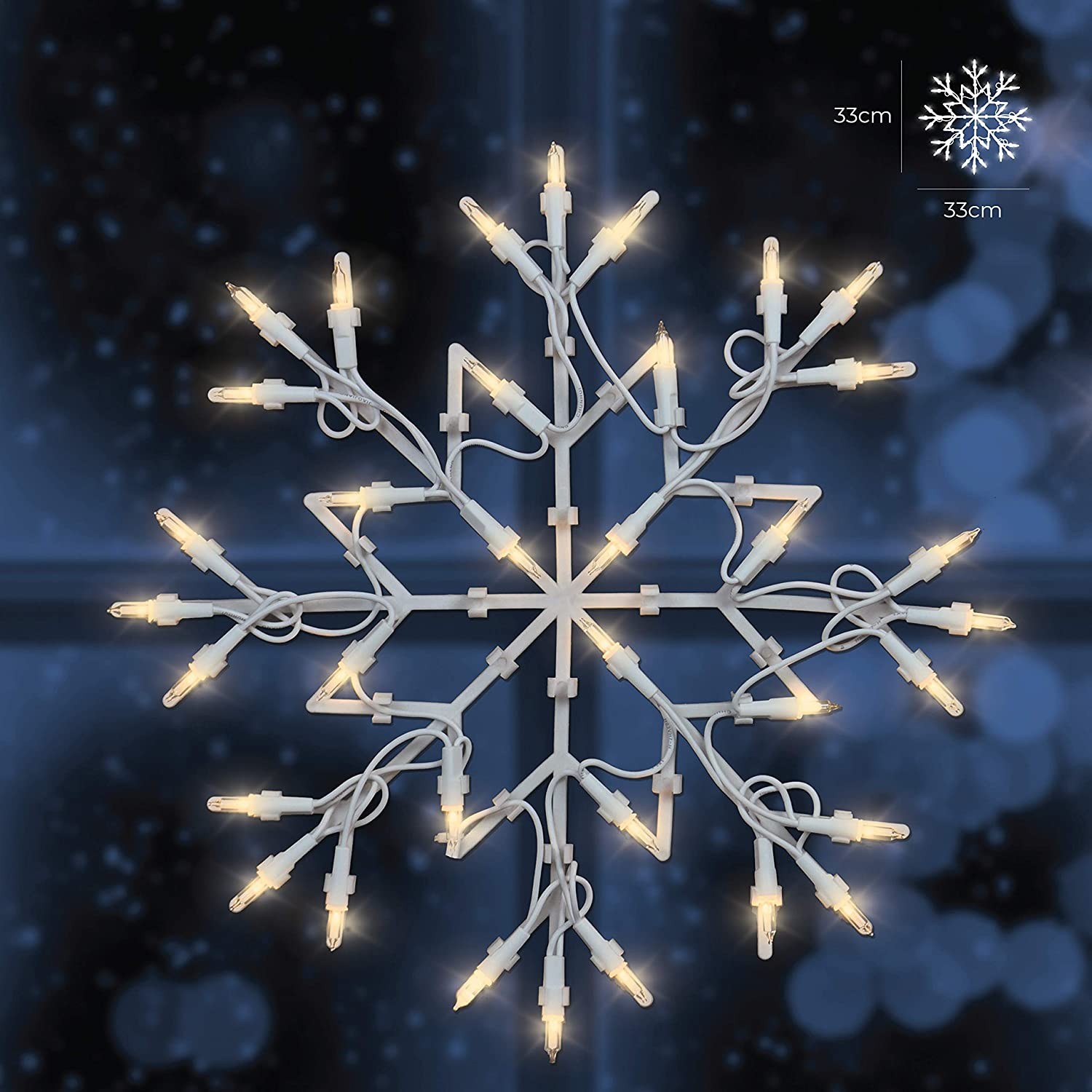 Christmas Snowflake Silhouette LED Light 35 Warm White Window Fairy Xmas Decor