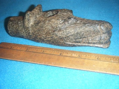 VINTAGE 5  1/4  in.   ARTIFACT  CEREMONIAL WOLF  PIPE FROM  TN.  -AGE-?-