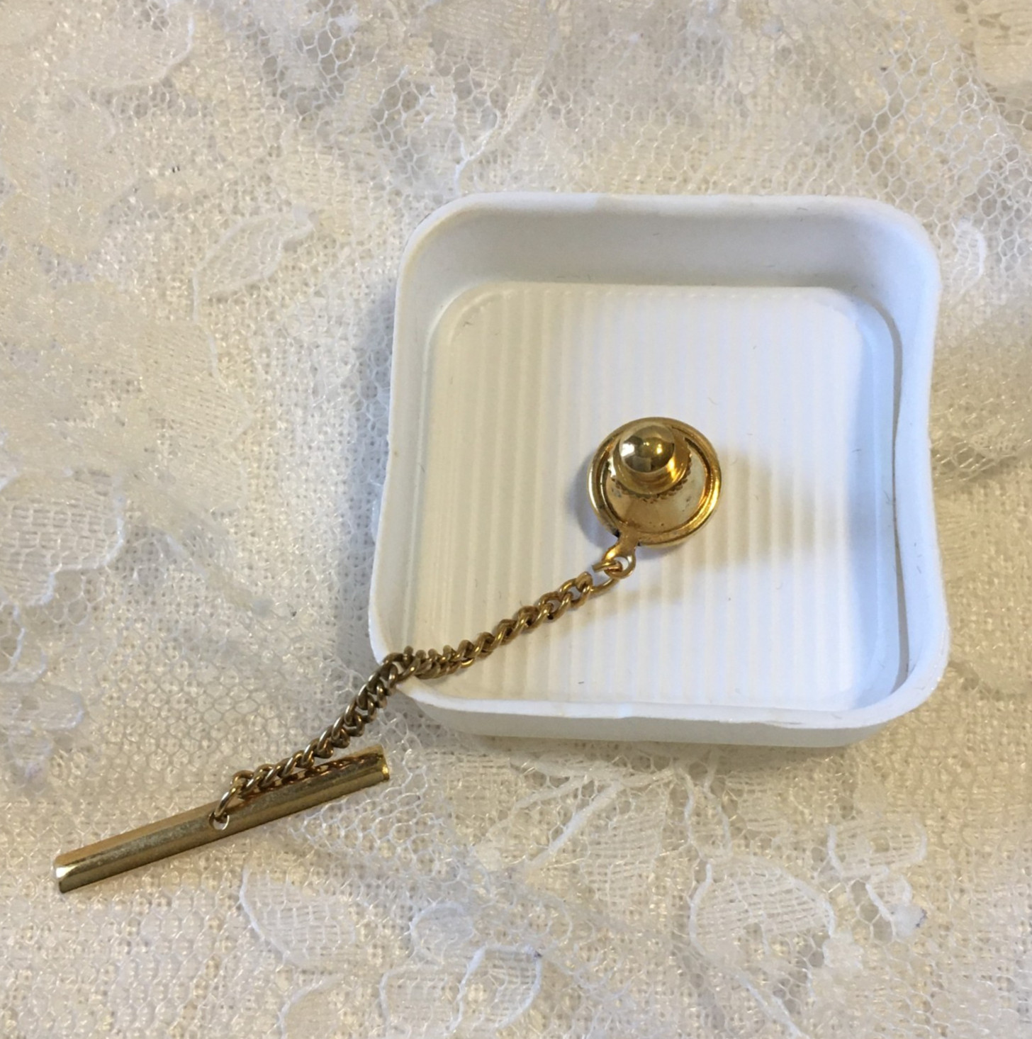 Vintage Swank Tie Tack Pin Initial S Monogram with Box