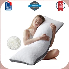 Quilted Memory Foam Body Pillow for Side Sleepers - 20x54 inch (White)