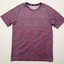 Nike Dri-FIT Running Shirt Mens Large Multi-Color Knit Short Sleeve Digital