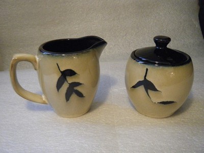 Gibson Elite Designs Midnight Palm Creamer and Sugar Set with Lid