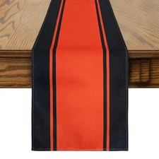 Orange and Black Striped Fall Halloween Table Runner,Seasonal Fall Holidays H...