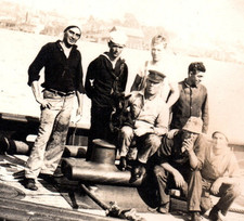 WWI Navy Sailors With Goat Mascot RPPC Real Photo Postcard