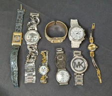 Lot Of 7 Mixed Brands Womens Watches Metal Vintage Mod Timex Michael Kors READ