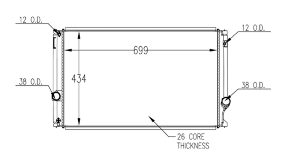 Радиатор для 15-16 Lexus NX-200t 2,0 л I4 с турбонаддувом автоматический однорядный - Изображение 2 из 2