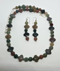 Jay King Multi-Color Chalcedony (925 SS) Clover Bead Necklace/Earring Set