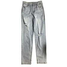 Vanilla Star Light Wash Mom Jeans Child Size 3   Distressed, High Rise, Casual