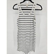 A New Day Womens Sz S Knee Length Shirt Dress Black White Striped Sleeveless