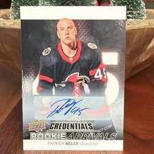 2021-22 Upper Deck Credentials Rookie Arrivals Parker Kelly RA-47 Senators Auto…