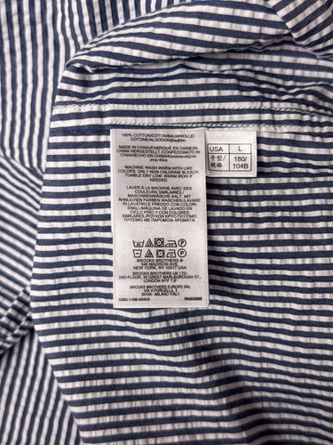 Brooks Brothers Hemd Large Herren Milano Fit Seersucker gestreift Langarm - Bild 8 von 8