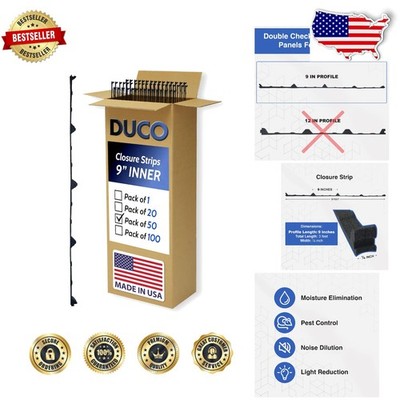 Duco 50pk 9'' Rib Foam Closure Strips - Durable Black Weatherproof Seal