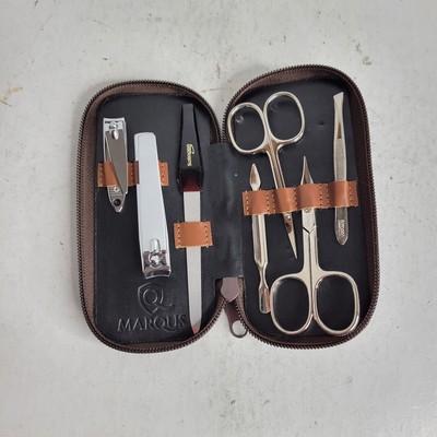 Marqus Manicure Set Made in Solingen Germany 7 Piece Finger & Toe Nail Set Brown