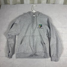 Fruit Of The Loom Full-Zip Hoodie Mens Heather Gray Fleece Long Sleeve Size S