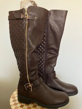 NEW Brown Faux Leather Riding Boots: Size 10W made for wide calves. Never worn.