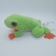 The Petting Zoo ~ Red Eyed Tree Frog GREEN Plush Stuffed Animal pre-owned