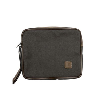Dunhill braune Leder Clutch Tasche Reißverschluss Handschlaufe Männer authent...