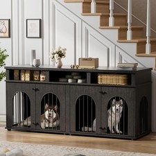 Double Dog Crate Furniture 71 in Dog Kennel Furniture for 2 Medium Dogs
