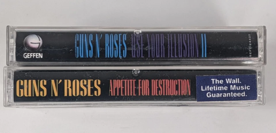 Guns N Roses Cassette Lot of 2 Appetite for Destruction Illusion II Hard Rock Foto 3 de 3