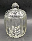 Jeanette Glass Clear Sugar Jelly Jam Jar With Lid 5" Hobnail Bottom Vintage
