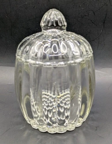 Jeanette Glass Clear Sugar Jelly Jam Jar With Lid 5" Hobnail Bottom Vintage