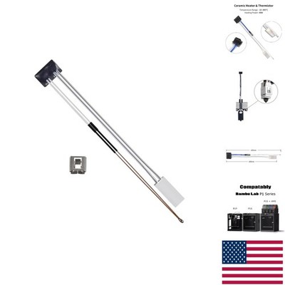 Advanced Ceramic Heater & Thermistor for Bambu Lab P1P 3D Printers - Lightweight
