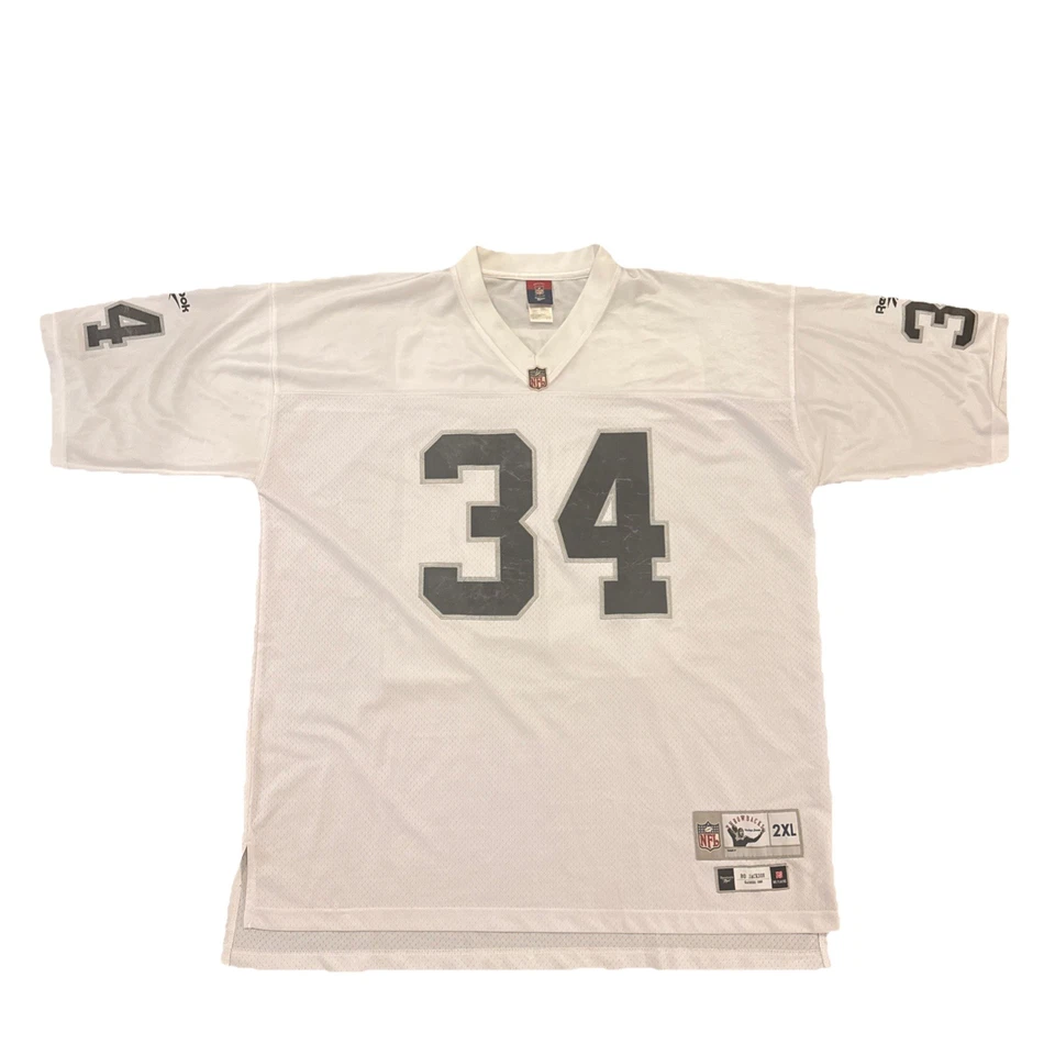 Camiseta Bo Jackson Raiders 2XL para hombre blanca Reebok Foto 2 de 4