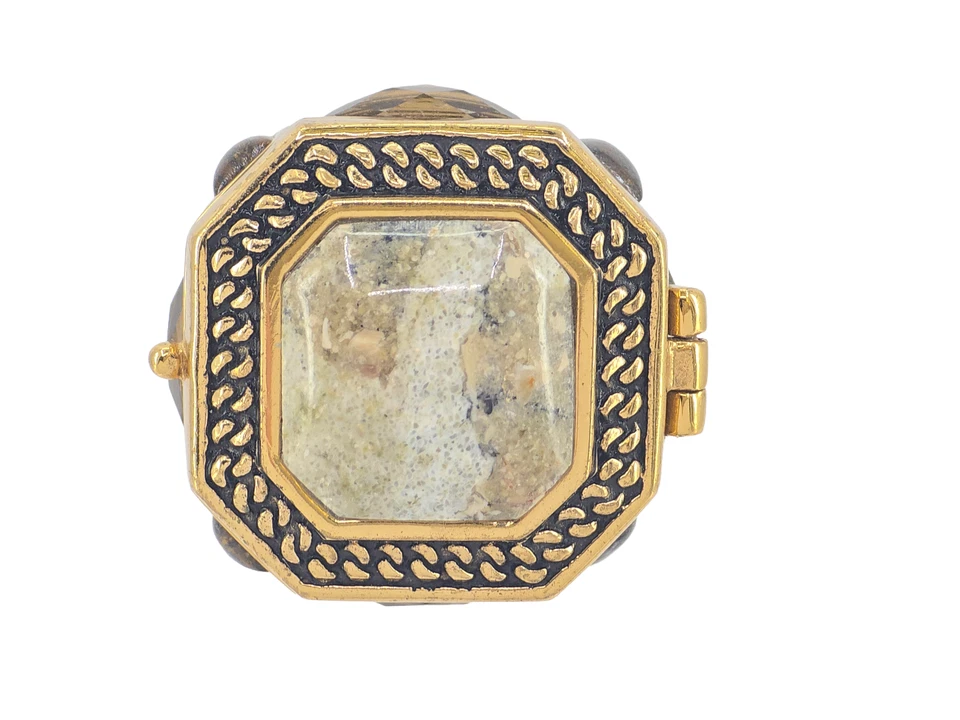 BARSE KEEP A SECRET AGATE COCKTAIL PILL LOCKET RING 尺寸 7 — 第 4/4 张图片