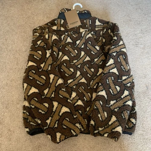 Burberry Brown TB Monogram Fleece Jacquard Jacket Size 48 image 2