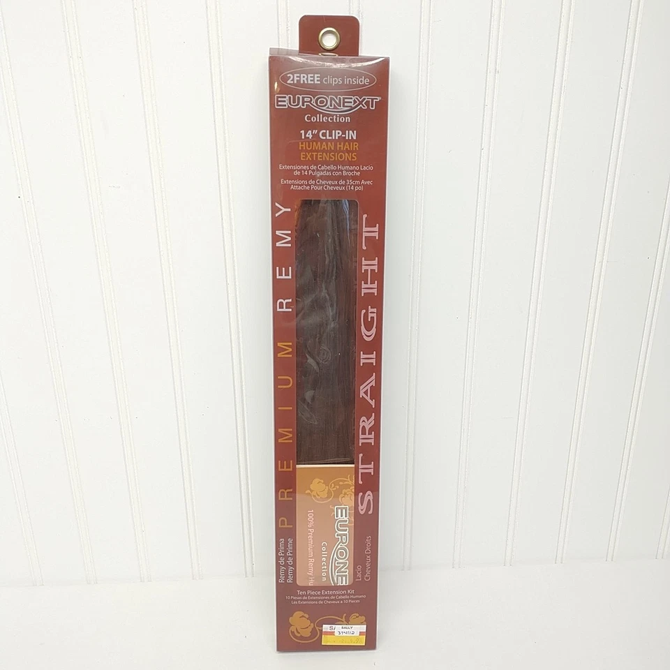 EURONEXT Premium REMY 14” 10 Clip-In Human Hair Extensions Burgundy Brown 374112 - Image 2 of 4