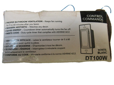 NEW Broan Nutone DT100W Ventilation White Decora Style Delay Off Timer Switch