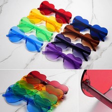 Heart Shape Frameless Sunglasses Candy Color Outdoor Women Cute Style Glasses