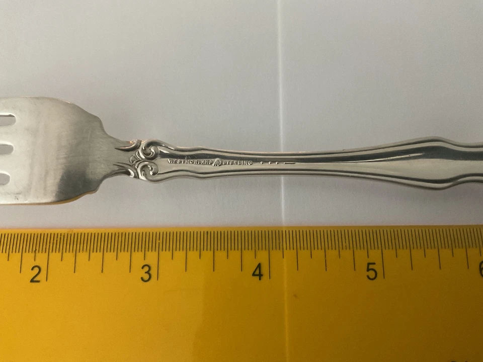 "Tenedor de cena GEORGE & MARTHA de Westmoreland plata esterlina sólida 7 1/8""" Foto 3 de 4