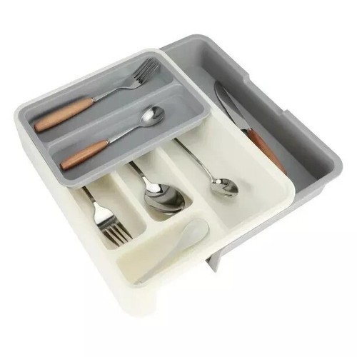3 In 1 Expandable Cutlery Drawer Tray Utensil Organiser Plastic Dish RackKitchen - Picture 10 of 18