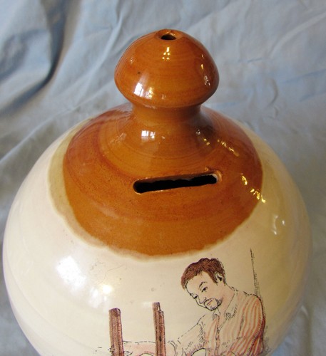 Vtg Clay Money Box Piggy Bank, Chair-Maker Art, Signed U Mpaglia, Italy, 8.5" - Picture 3 of 6
