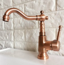 Antique Red Copper Brass Bath Kitchen Bar Vessel Sink Swivel Faucet Tap snf395