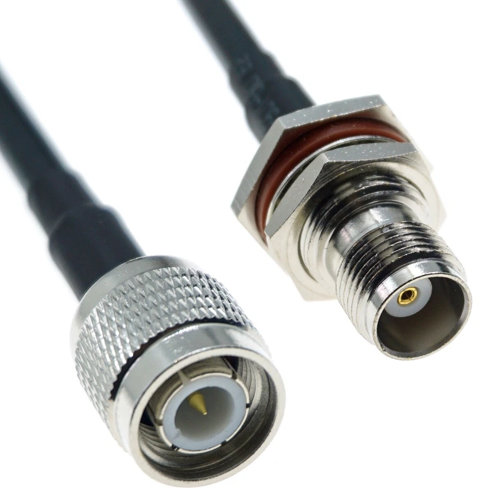 RG58 TNC Female BULKHEAD to TNC Male Lot RF coax jumper Pigtail coaxial cable - Image 2 of 3