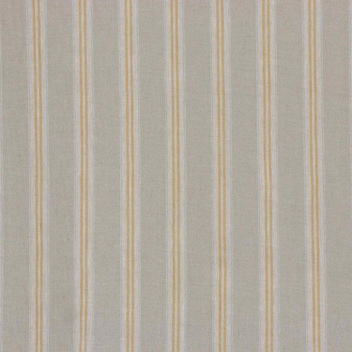 Oslo Stripe Fabric Saffron Yellow | 100% Linen | Vintage Style Curtains Cushions - Picture 3 of 6